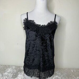 Black Velour Lace Trimmed Camisole size XS